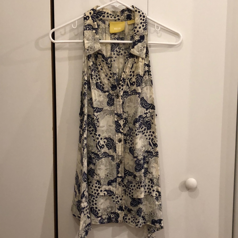 Anthropologie Printed Sleeveless Blouse